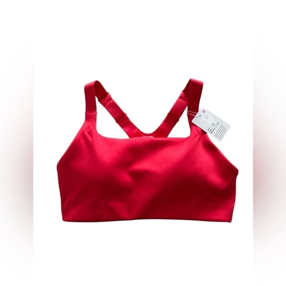 LULULEMON Ultralu Square-Neck Workout Bra *Medium Support, B/C Cup Red Glow Sz 4